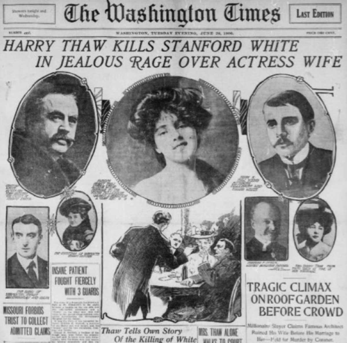 harry thaw kills stanford white newspaper