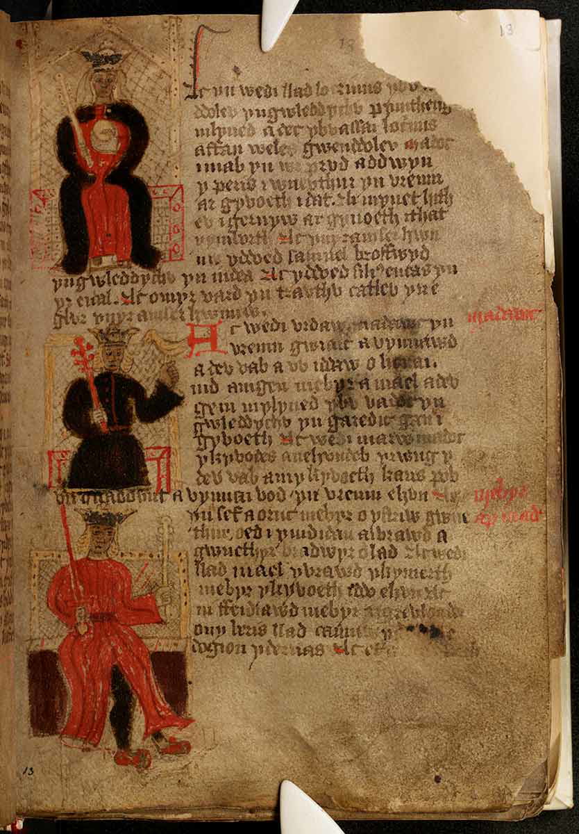historia regum britanniae manuscript peniarth ms 23c folio 13r