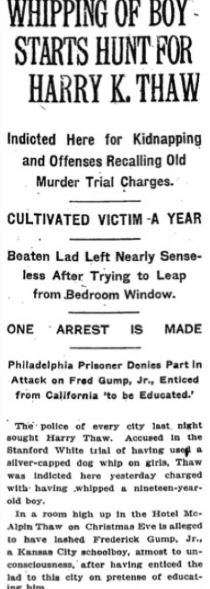 hunt for harry thaw standford white shooting