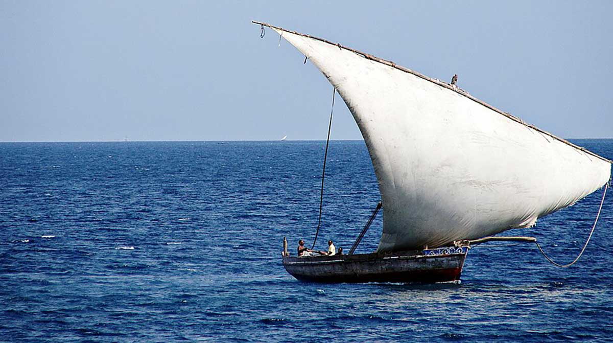 indian ocean dhow with lateen sail