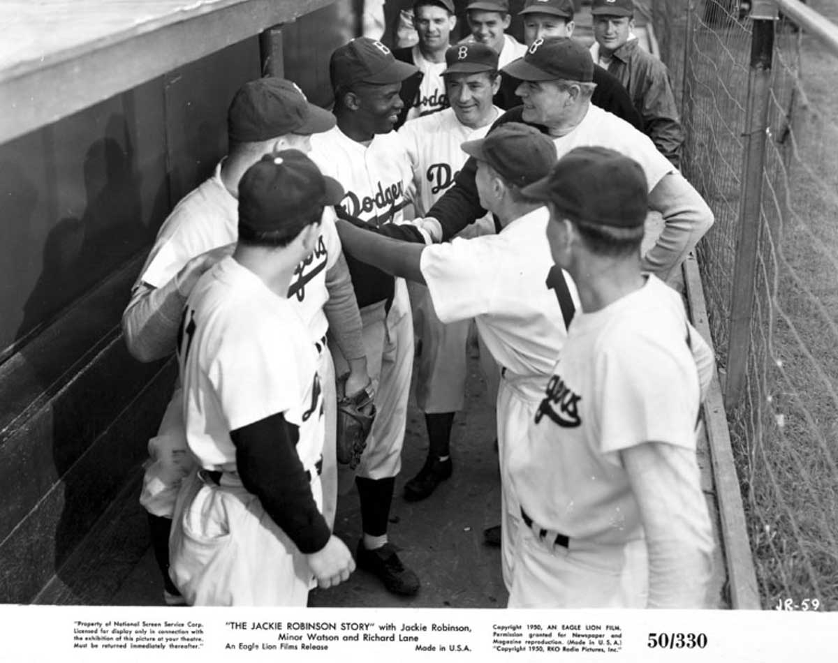 jackie robinson teammates dugout