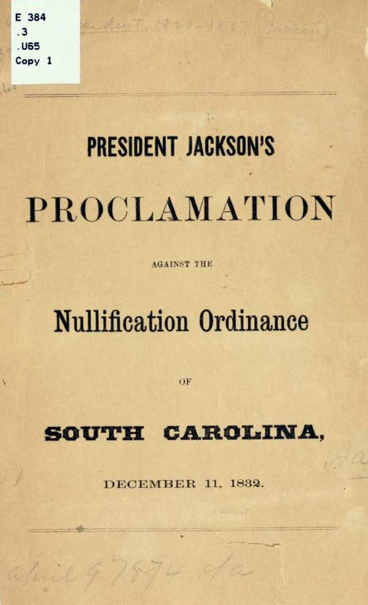 jackson proclamation nullification crisis