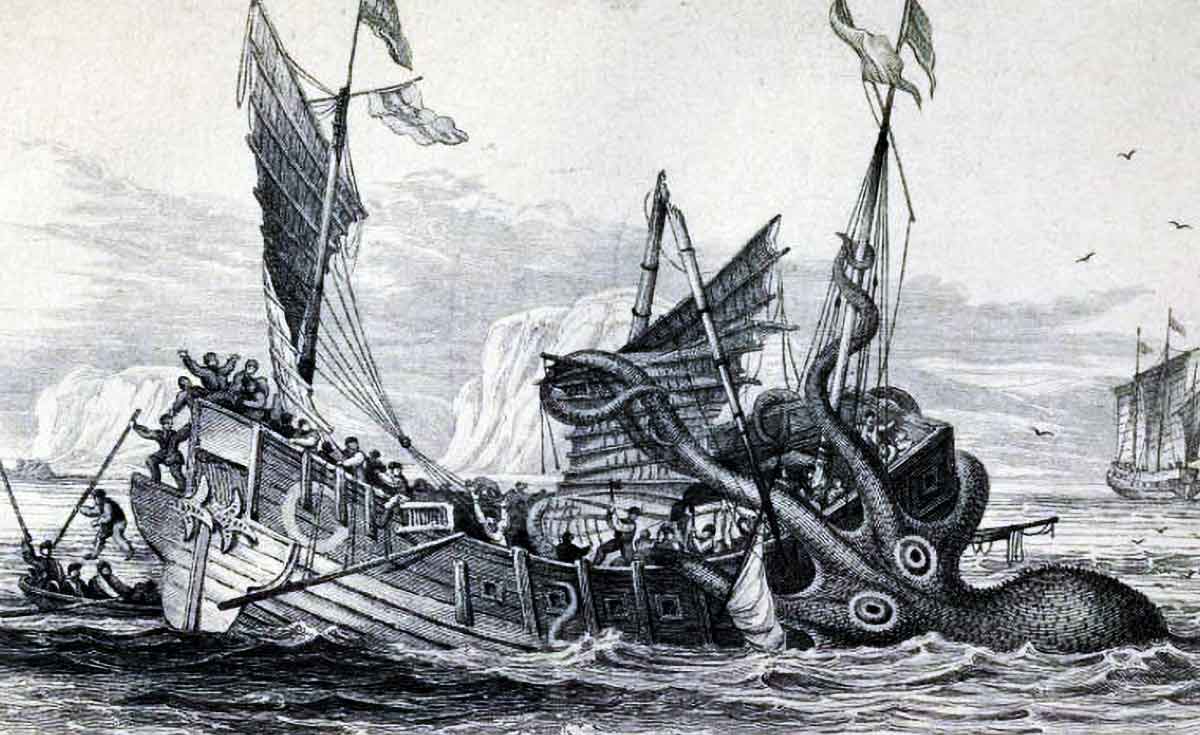 kraken destroying ship