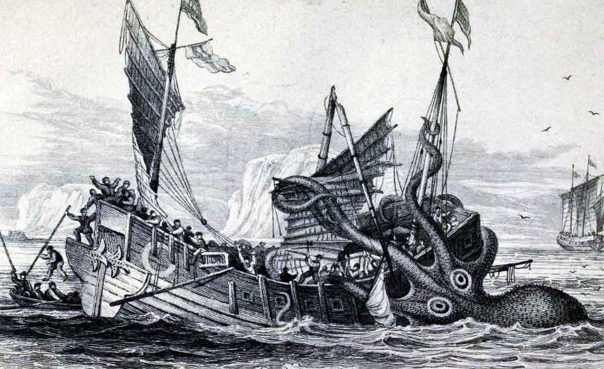 kraken destroying ship