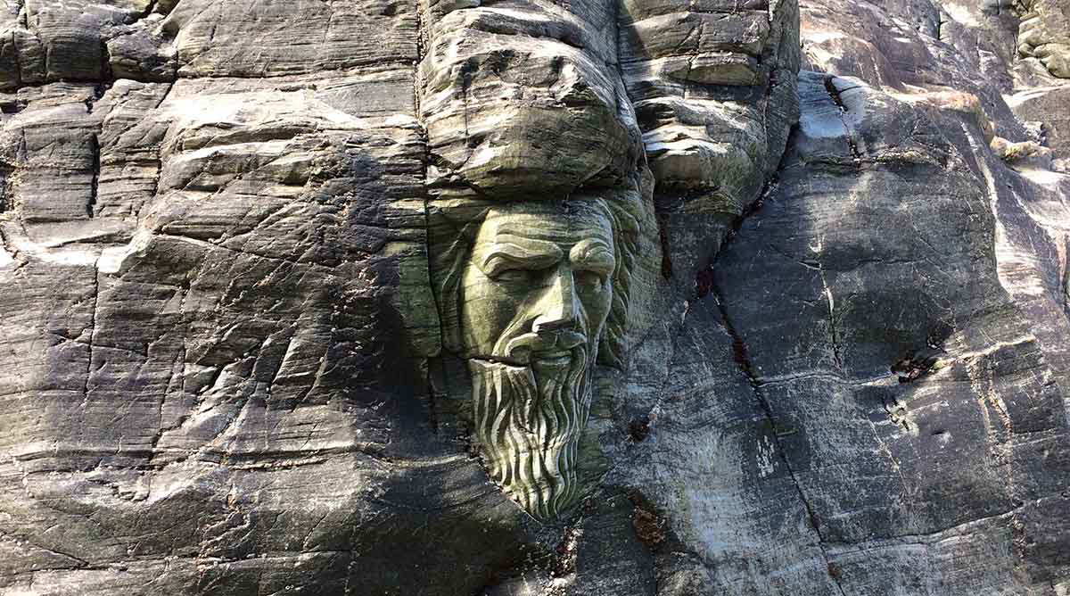 merlin face carving tintagel