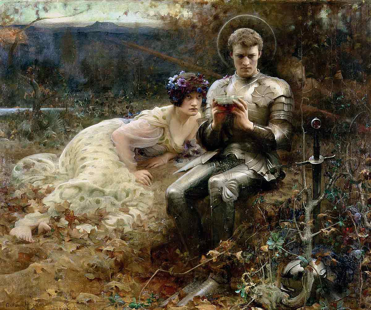 percival grail cup temptation arthur hacker 1894 wikimedia commons