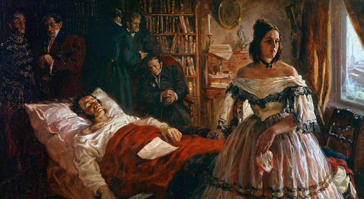 pushkin on deathbed painting