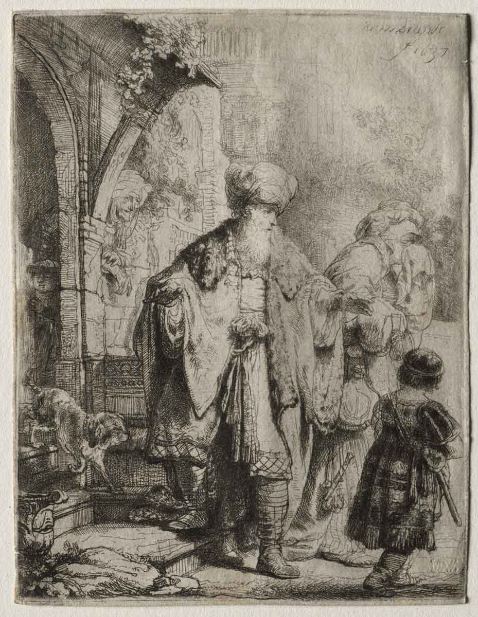 rembrandt abraham casting out hagar drawing