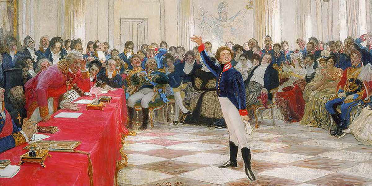 repin ilya pushkin examination painting