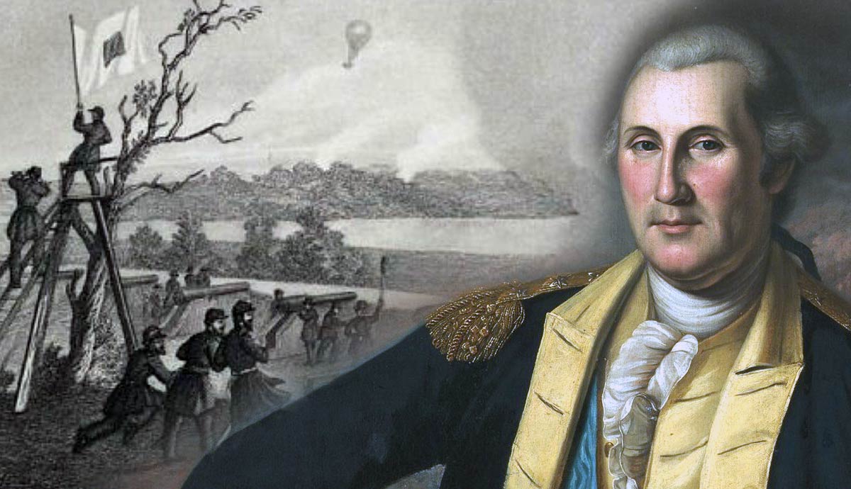 Revolutionary War scene with George Washington