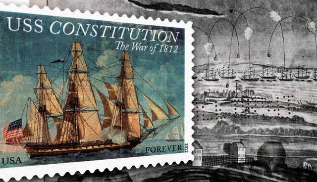 War of 1812 ship and bombardment scene