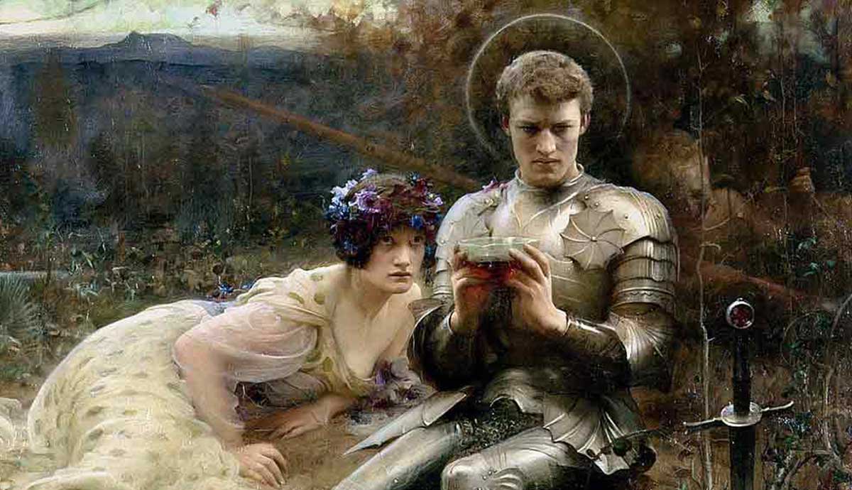 Temptation of Sir Percival, by Arthur Hacker