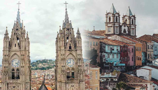 Pelourinho street and Quito Cathedral views