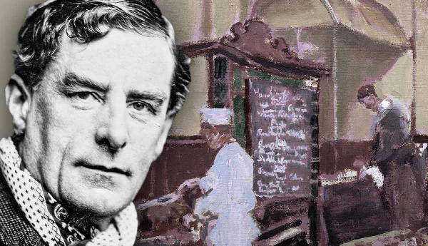 Walter Sickert portrait with his artwork