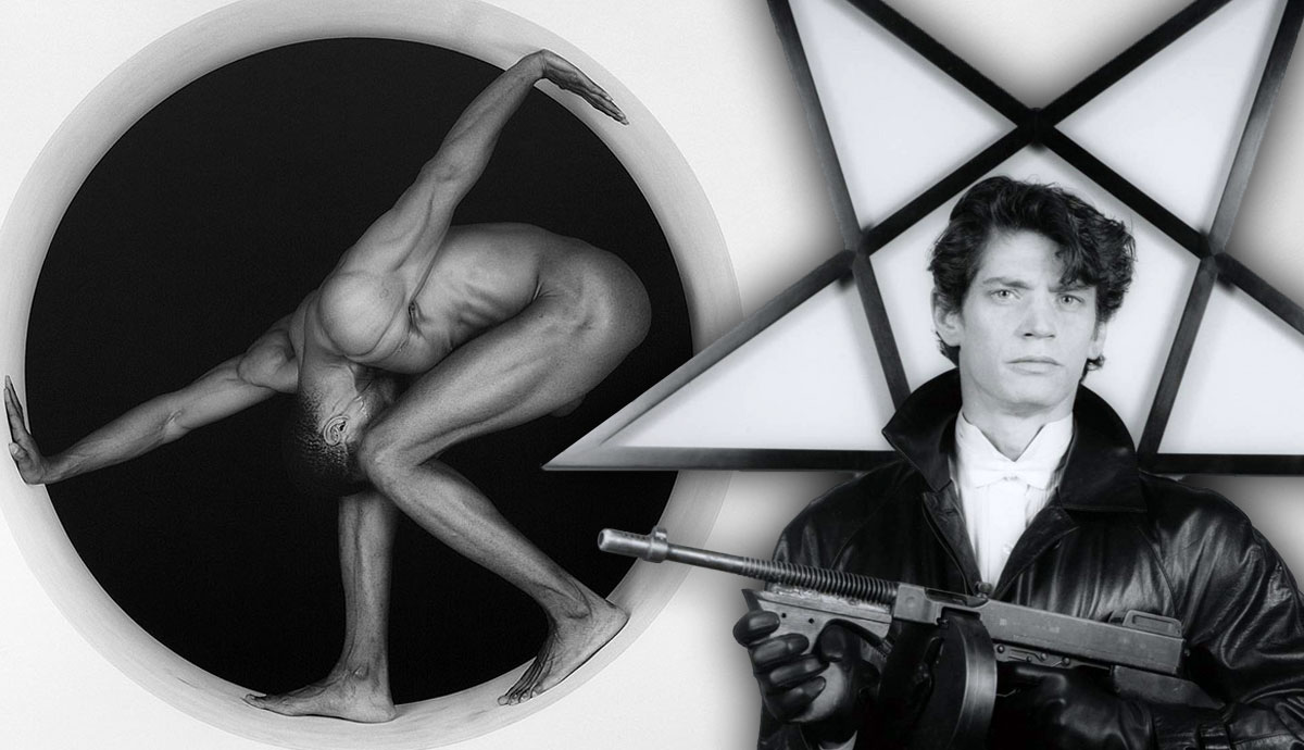 Robert Mapplethorpe with his black-and-white photography subjects