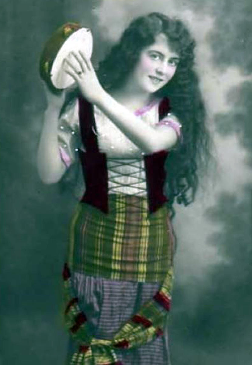 woman with tamborine belly dance