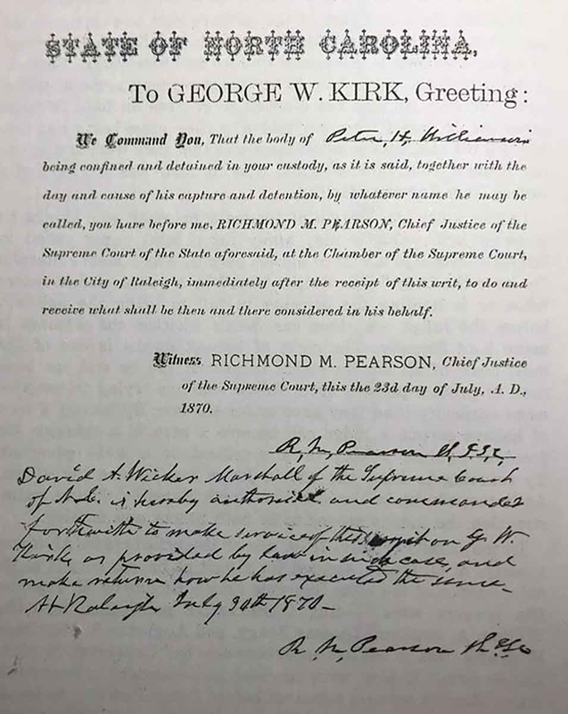1870 north carolina writ habeas
