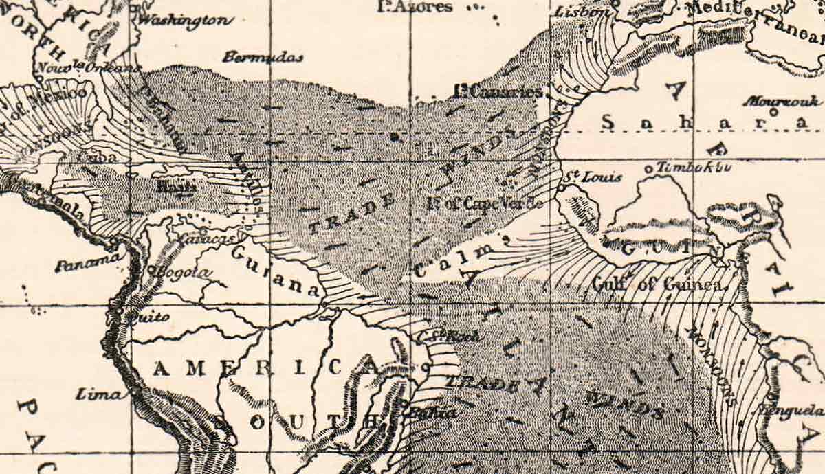 1873 atlantic trade winds map