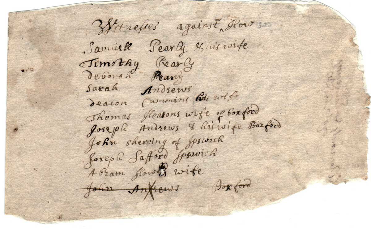 Elizabeth Howe Witness List