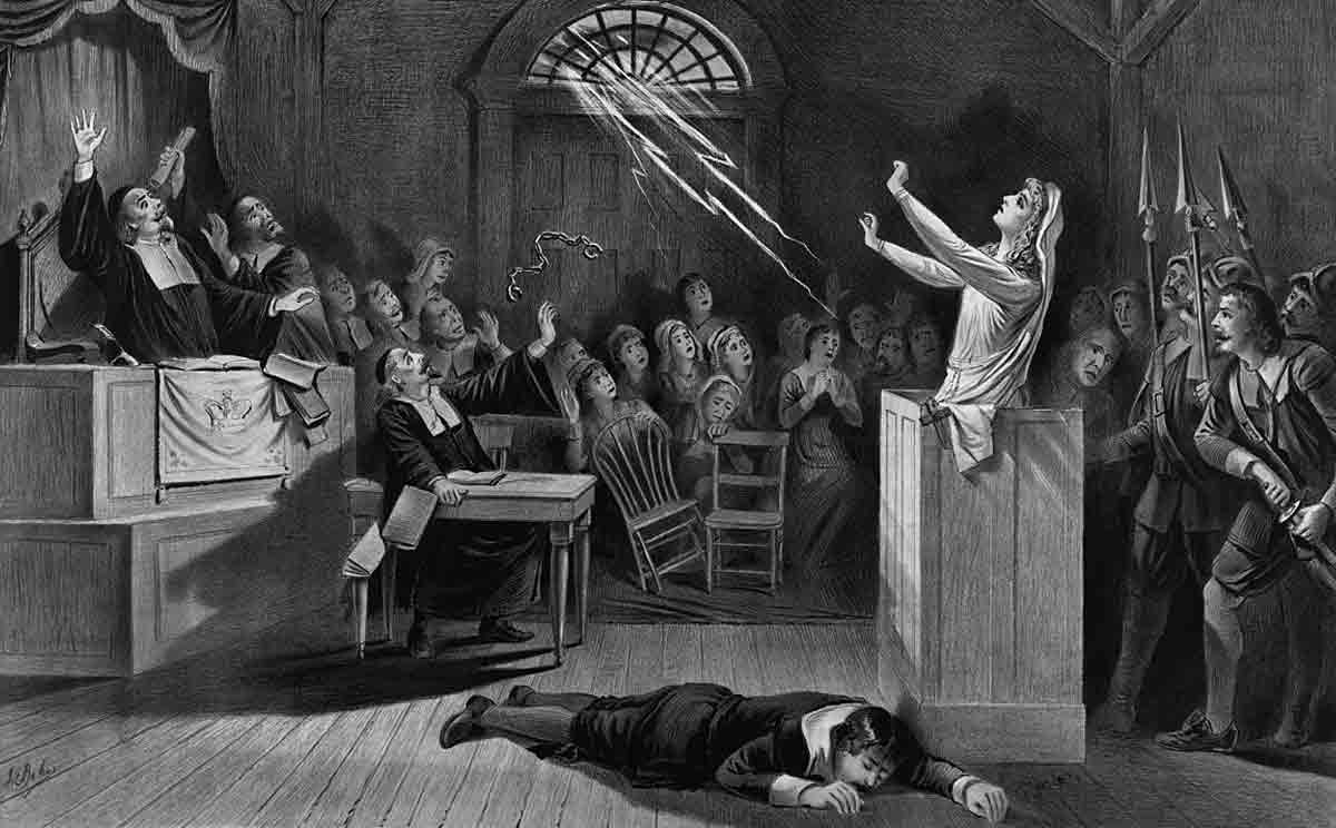 Salem witch trials linograph