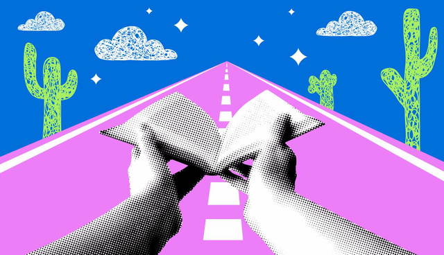 Open book on endless road