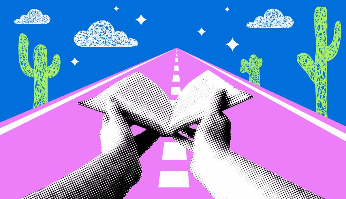 Open book on endless road
