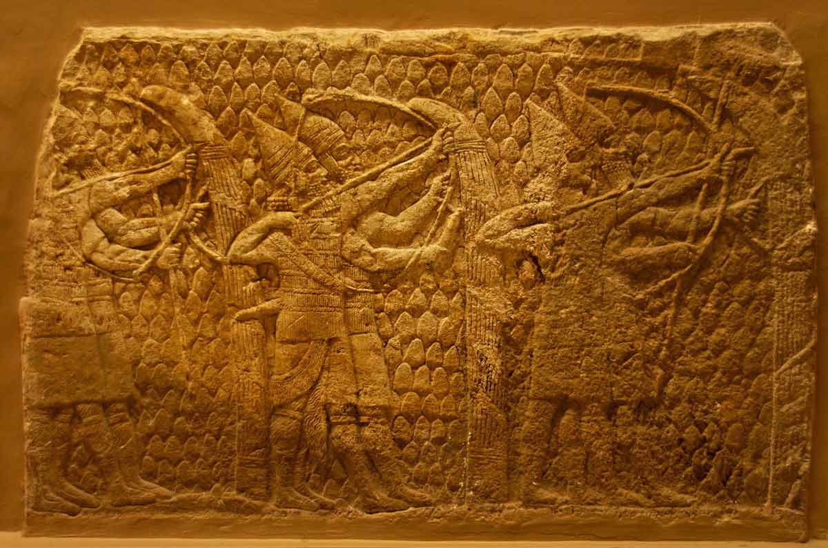 assyrian archers bas relief