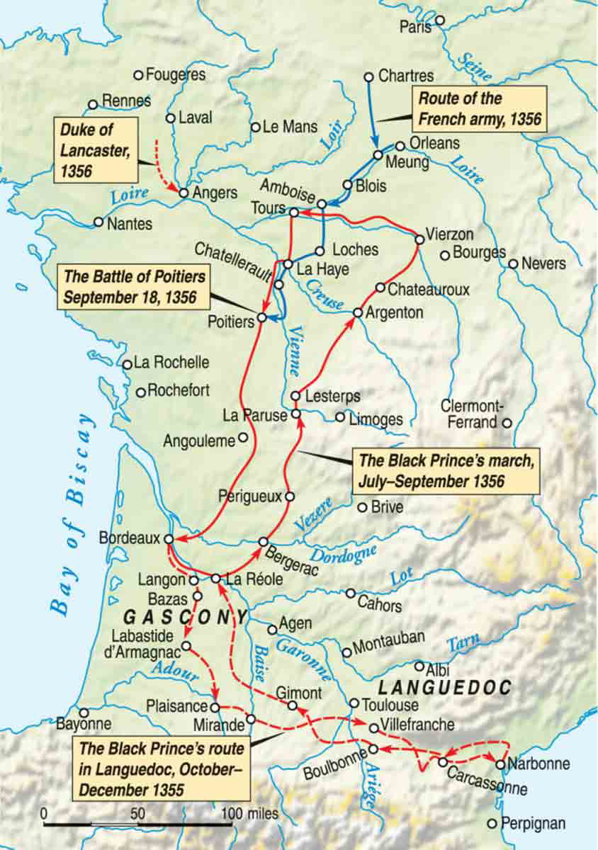 black prince chevaucheers in france map