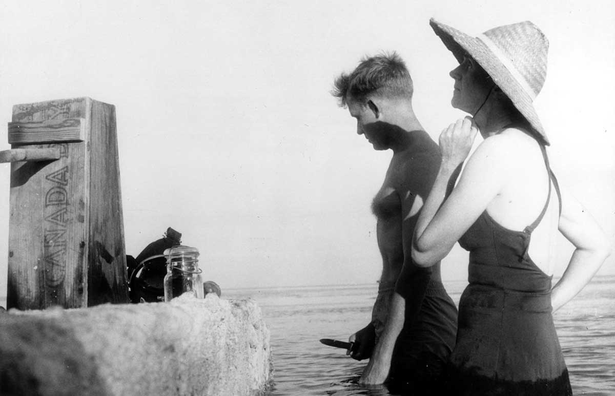 carson standing in the water