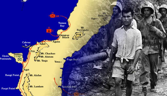 Guam invasion map and civilians