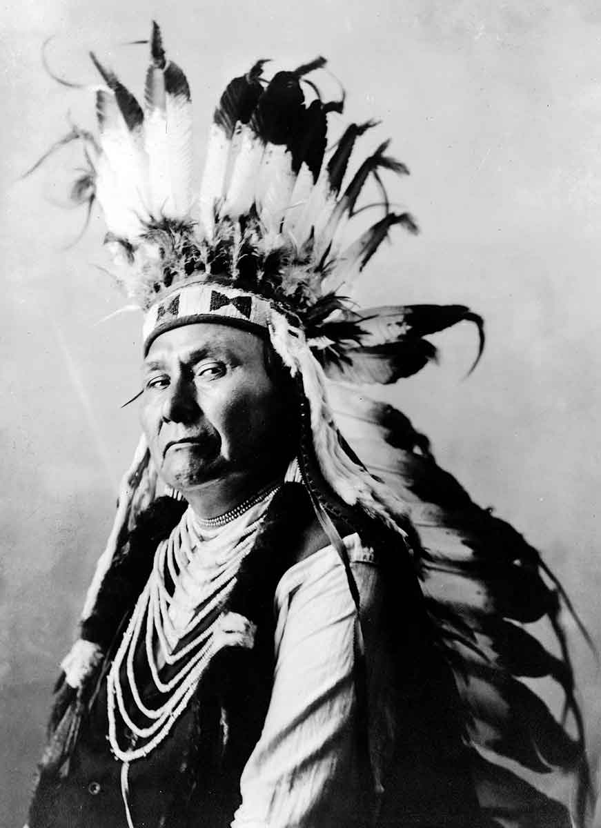 chief joseph headdress bw