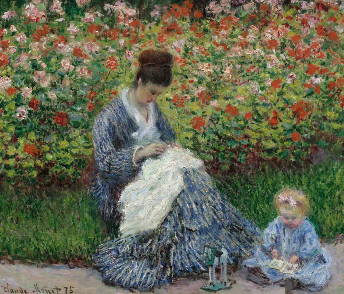 claude monet camille monet and child painting