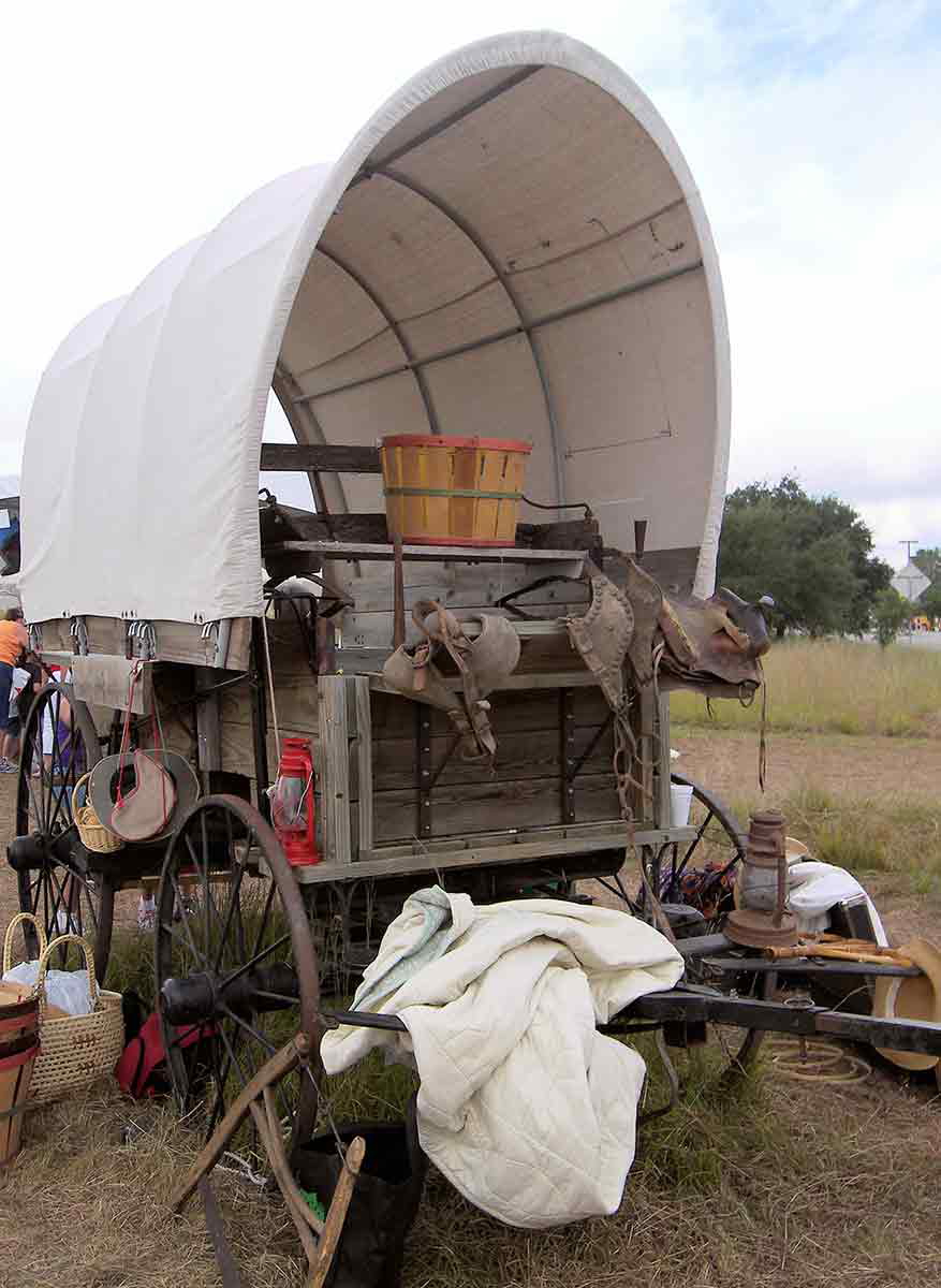 covered wagon and supplies
