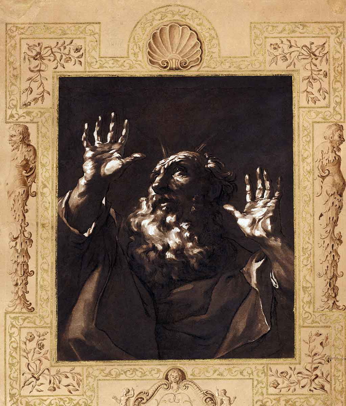 de bisschop moses with raised hands drawing
