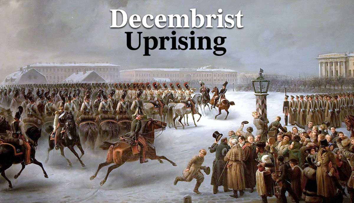 Decembrist Uprising scene with troops confronting civilians