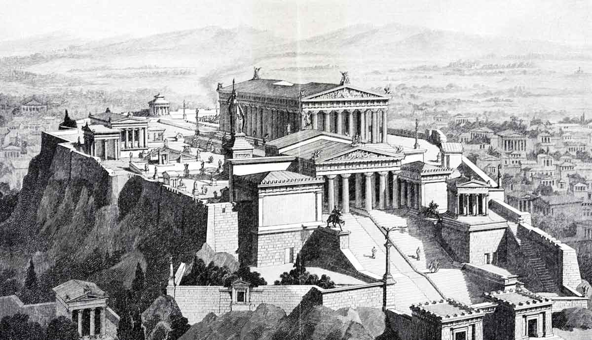 Ancient Acropolis reconstruction illustration