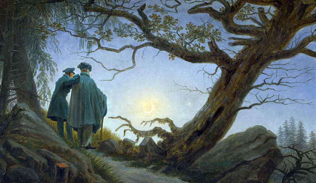 friedrich two men contemplating moon painting