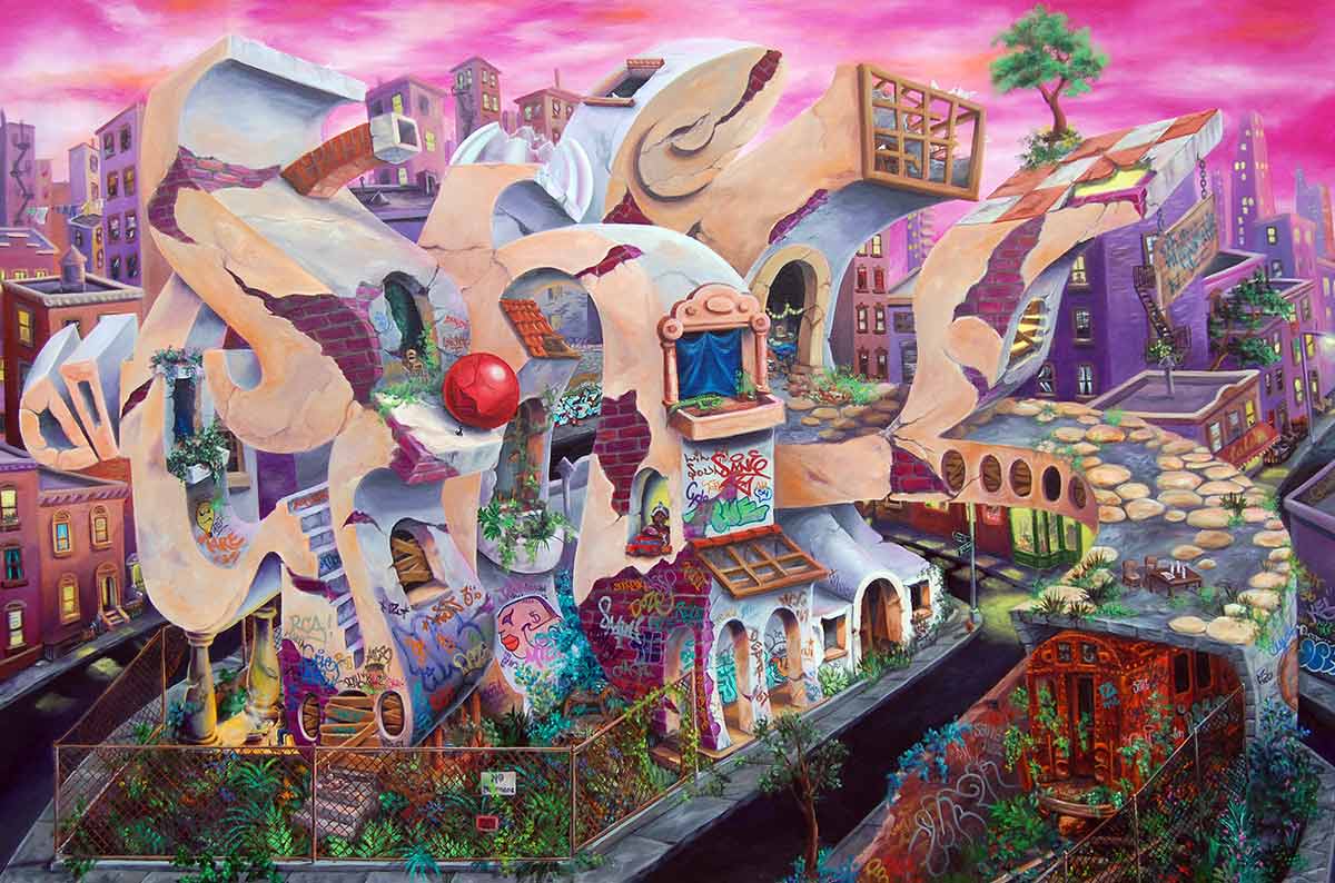 graffiti artist pink ghetto mural