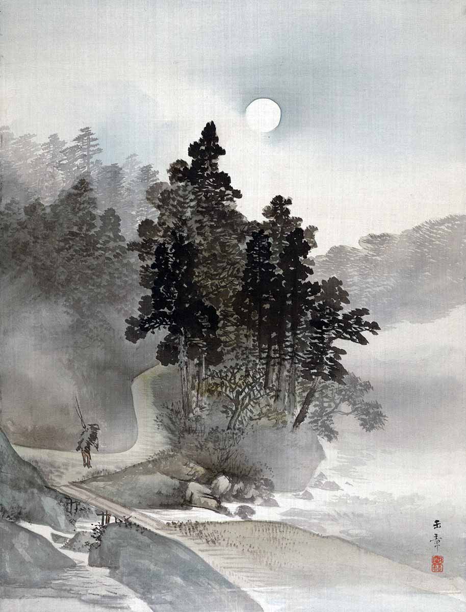 gyokusho traveling by moonlight drawing