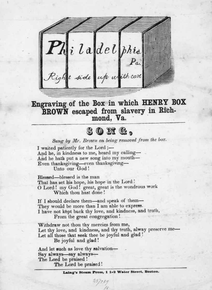 henry box brown song leaflet