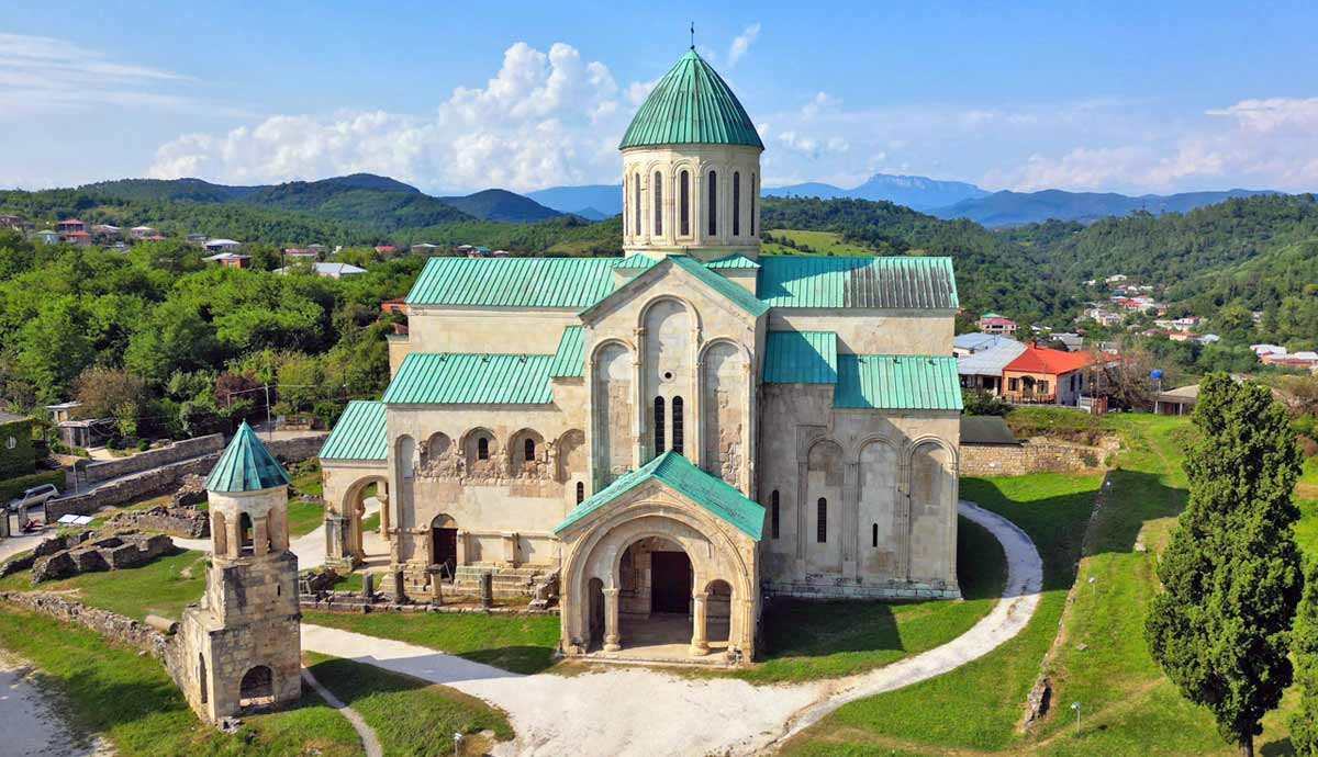 Bagrati cathedral overlooking green valley