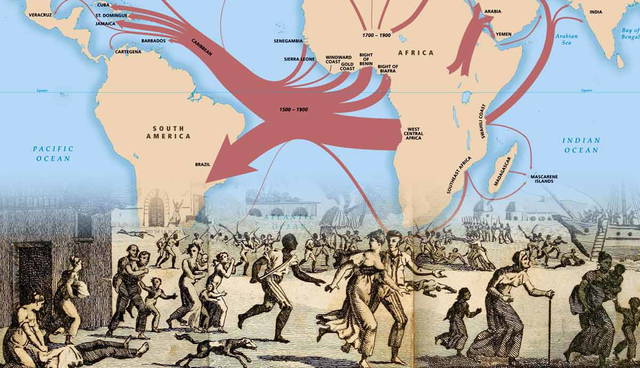 Transatlantic slave trade routes and captives