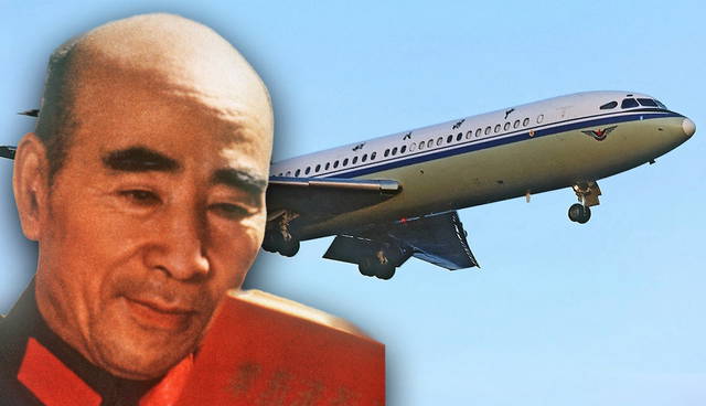 Chinese leader beside descending aircraft
