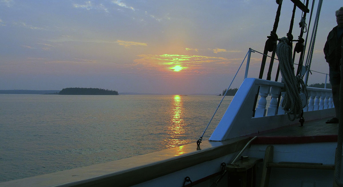 maine coast sunrise ship