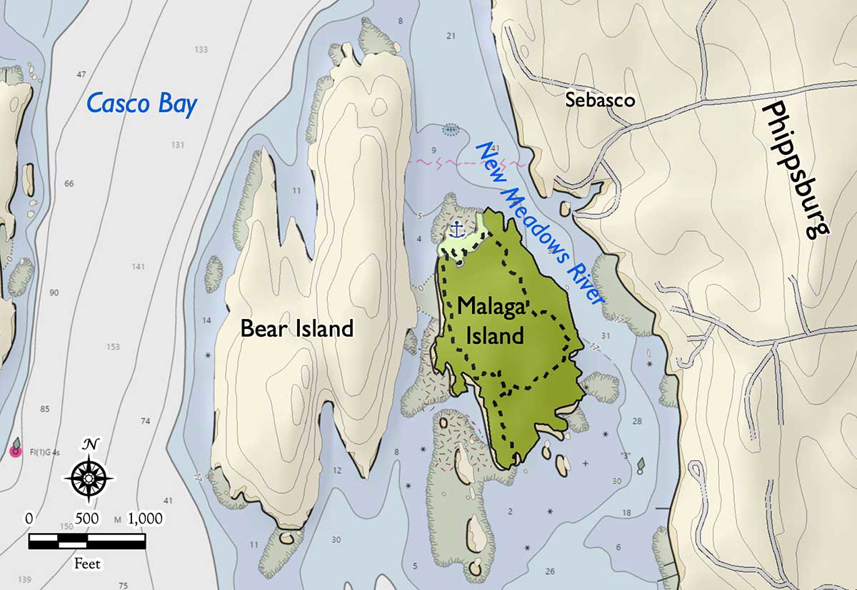 malaga island modern map