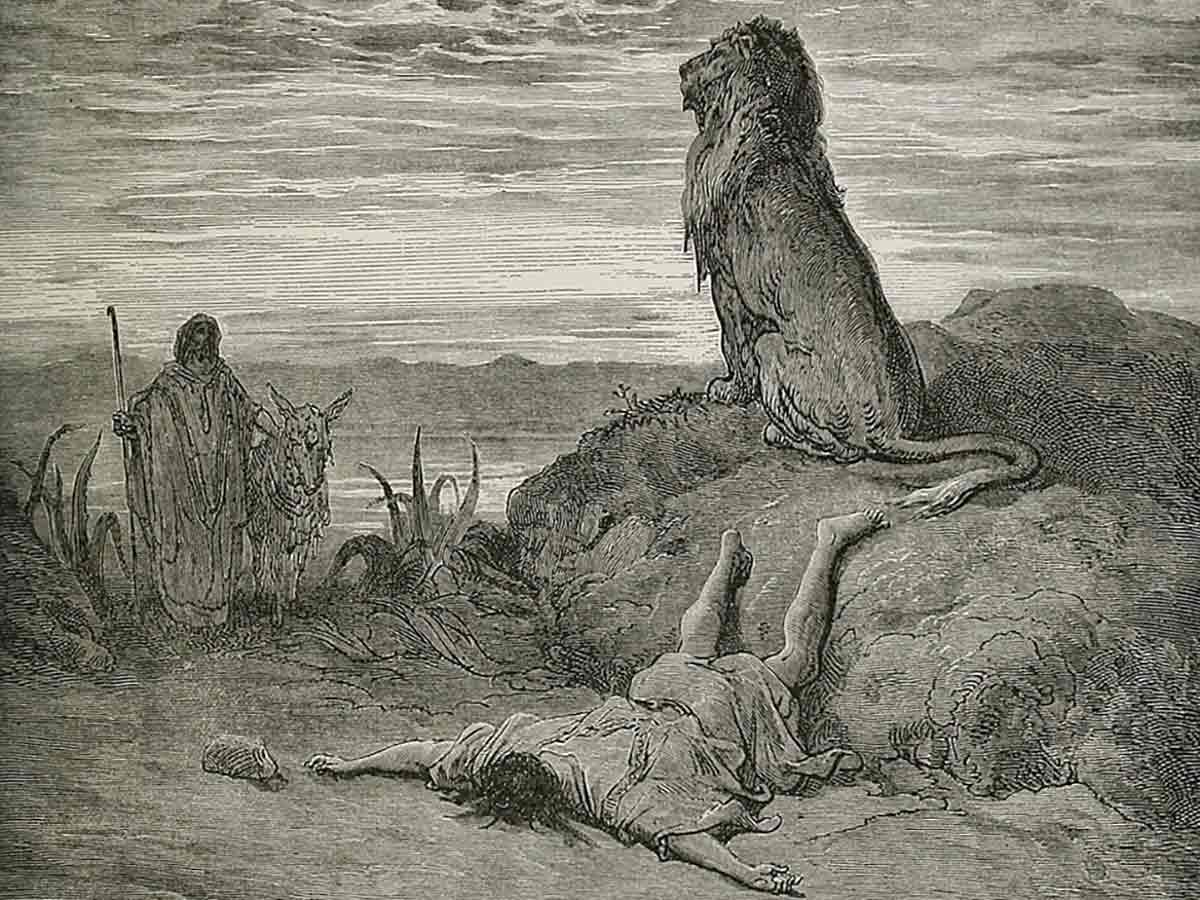 man of god and lion
