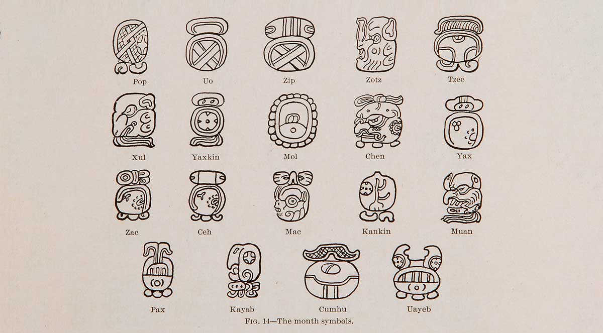 maya haab calendar glyphs months