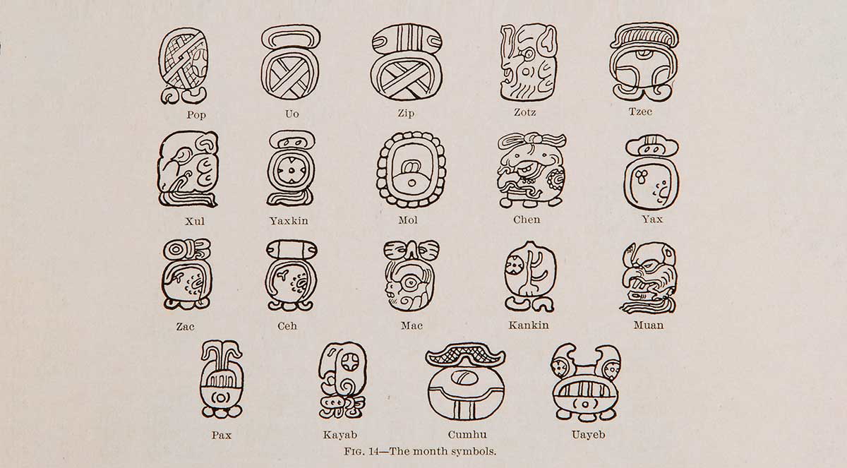 maya haab calendar glyphs months