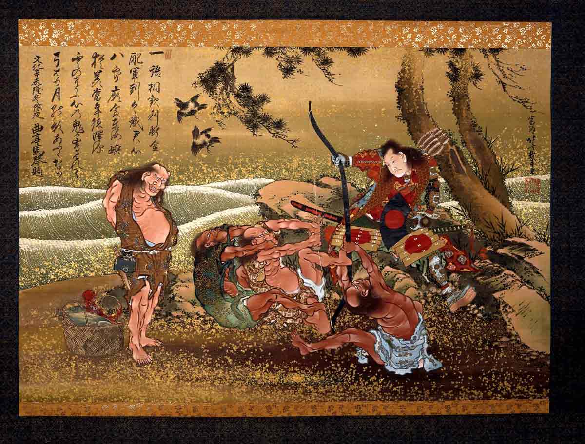 Minamoto no Tametomo on the Isle of Demons. Painting by Hokusai, 1811. Source: © The Trustees of the British Museum