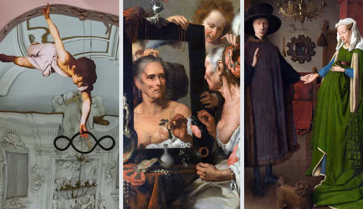 Juxtaposed artworks exploring mirrors